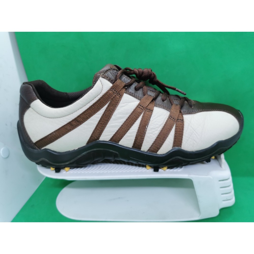 Ecco Golf Cas Cool Mens Brown Classic Leather Comfort Shoes spike Size 8.5/ 42 - Picture 5 of 16